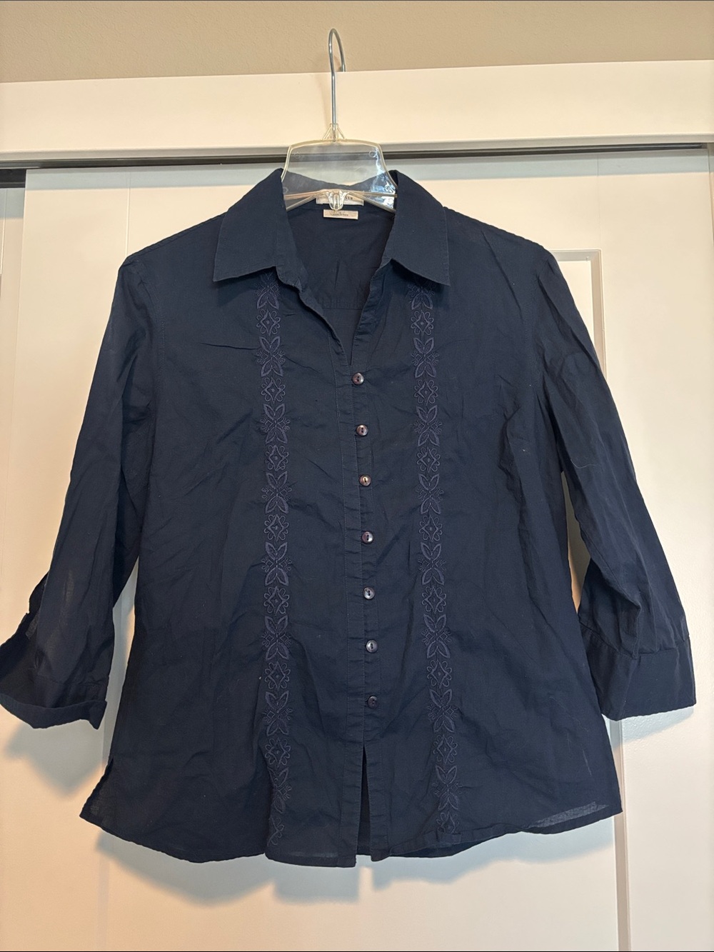 Van Heusen Navy Embroidered Button-Down Shirt